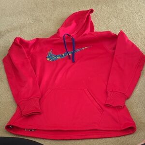 Nike Magenta Hoodie With Blue Nike Logo, Women's Size Medium